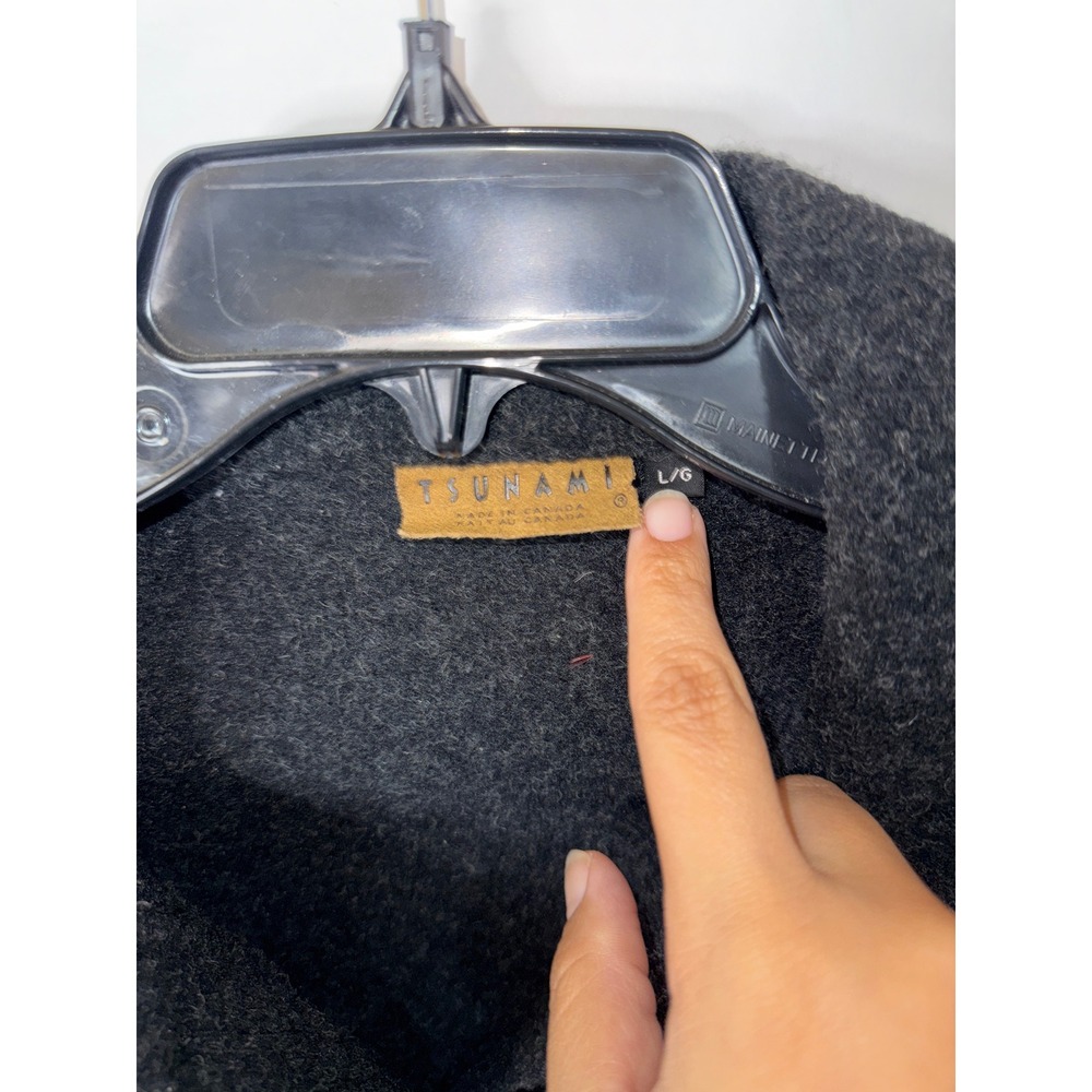 Tsunami Wool Jacket Gray Button Up Pockets Trim D… - image 3